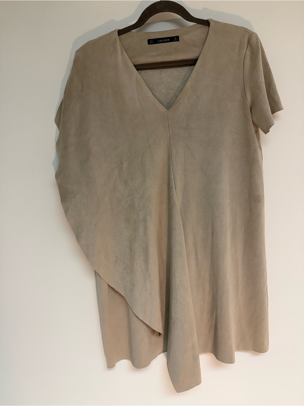 Zara Basic Beige Suede-Look Tunic Top